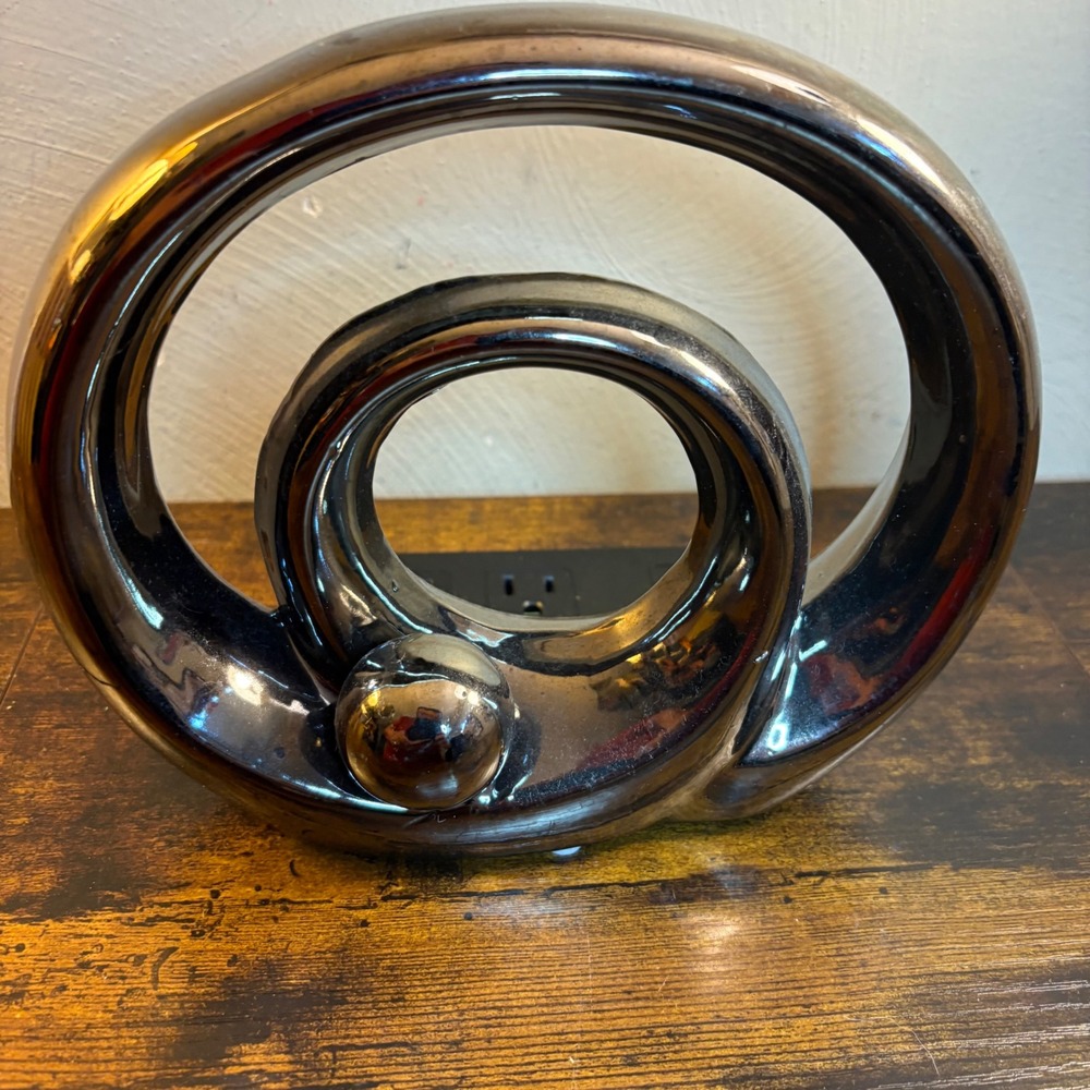 Abstract Ceramic Loop Sculpture Chrome Silver Decor Family Mother With Child
